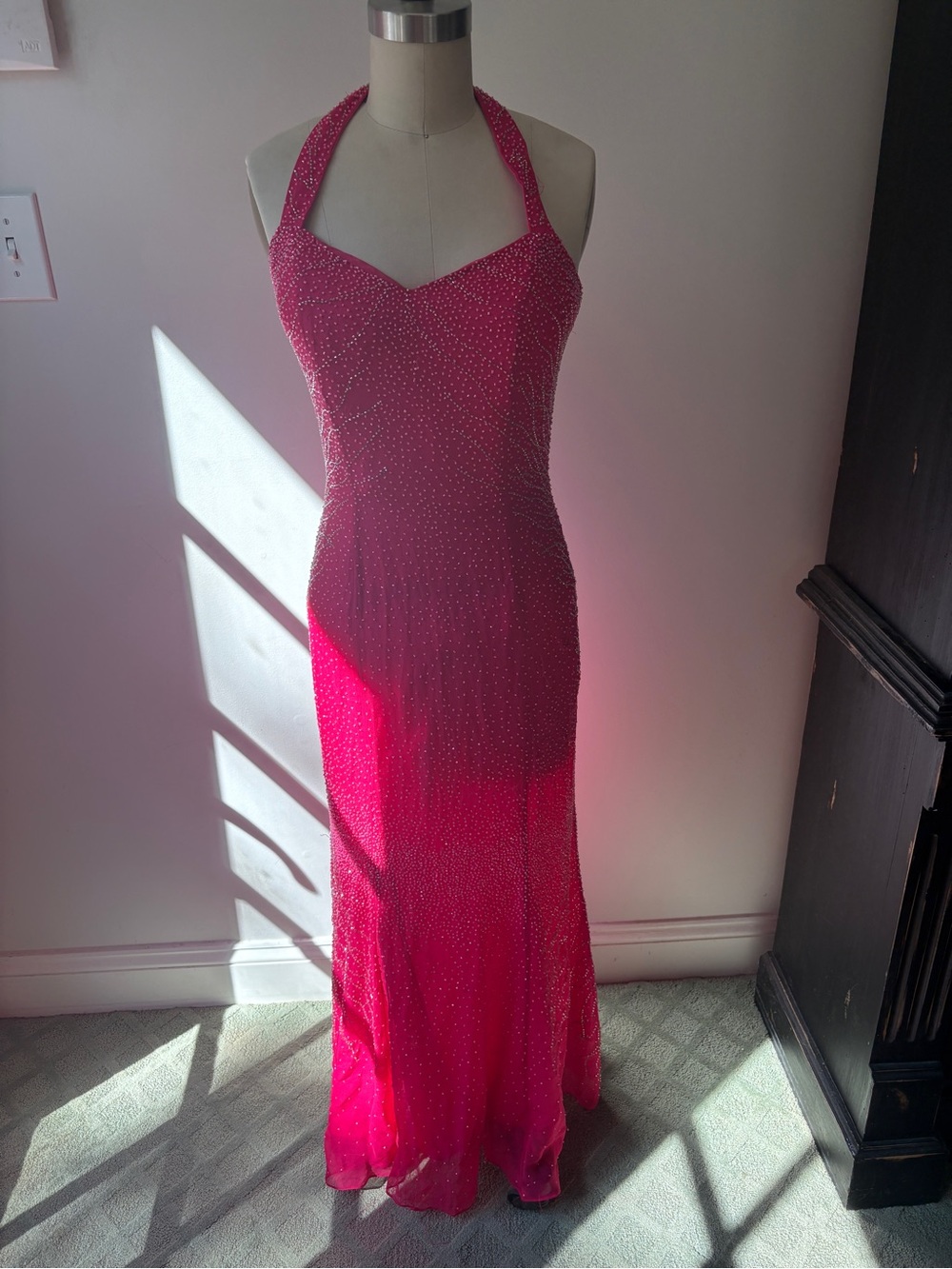 Vintage Pink Sequin Prom Dress